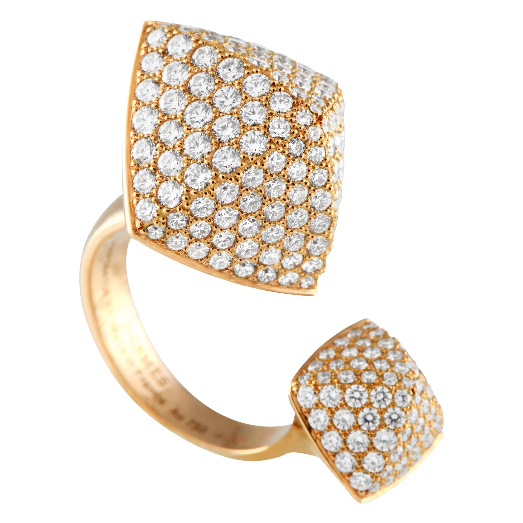 Hermes Collier de Chien Bague en or rose 18K 3.81ct Diamond Pave