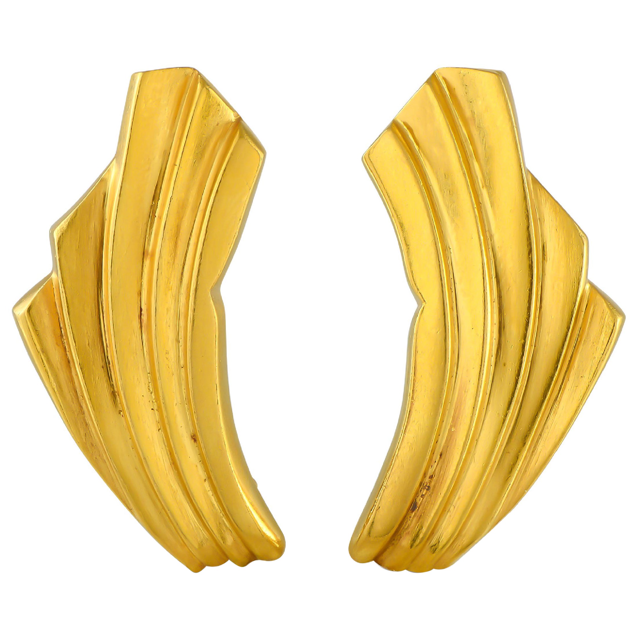 Ilias Lalaounis 18K Yellow Gold Clip-On Earrings