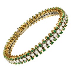 18K Yellow Gold 4.75ct Diamond and Emerald Bracelet