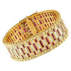 18K Yellow Gold 8.66ct Diamond and Ruby Bracelet