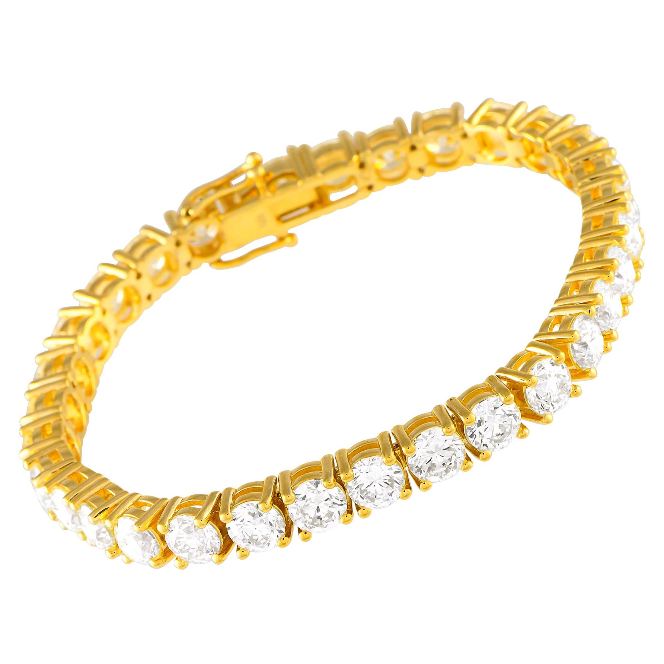 Bracciale tennis in oro giallo 18 carati con 22,31 carati di diamanti