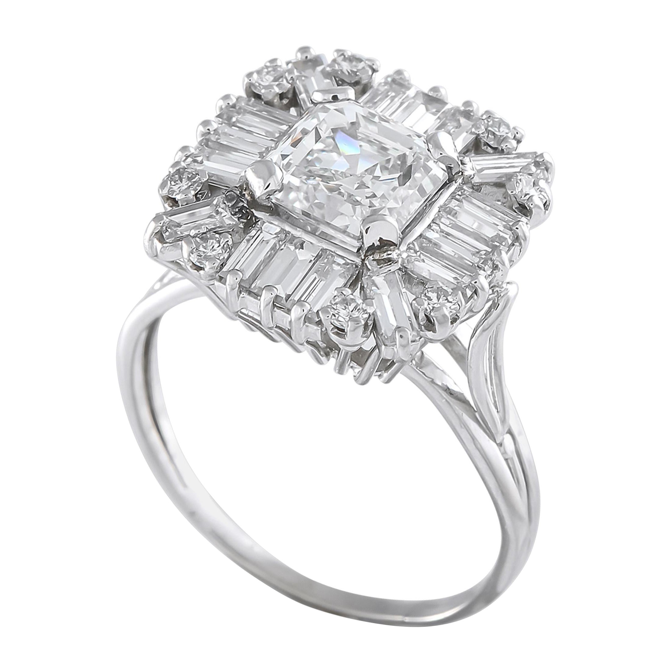 Bague en platine avec diamant de 3,56 ct en vente