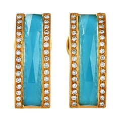 Stephen Webster 18K Yellow Gold 0.50ct Diamond and Shard Turquoise Earrings
