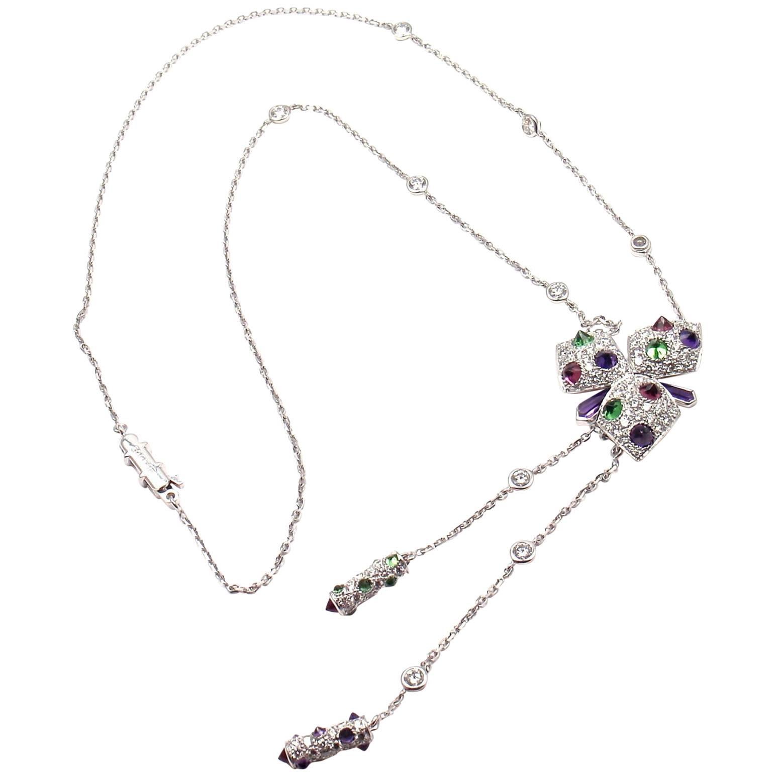 Cartier Caresse D'orchidées Orchid Amethyst Tourmaline Diamond Gold Necklace