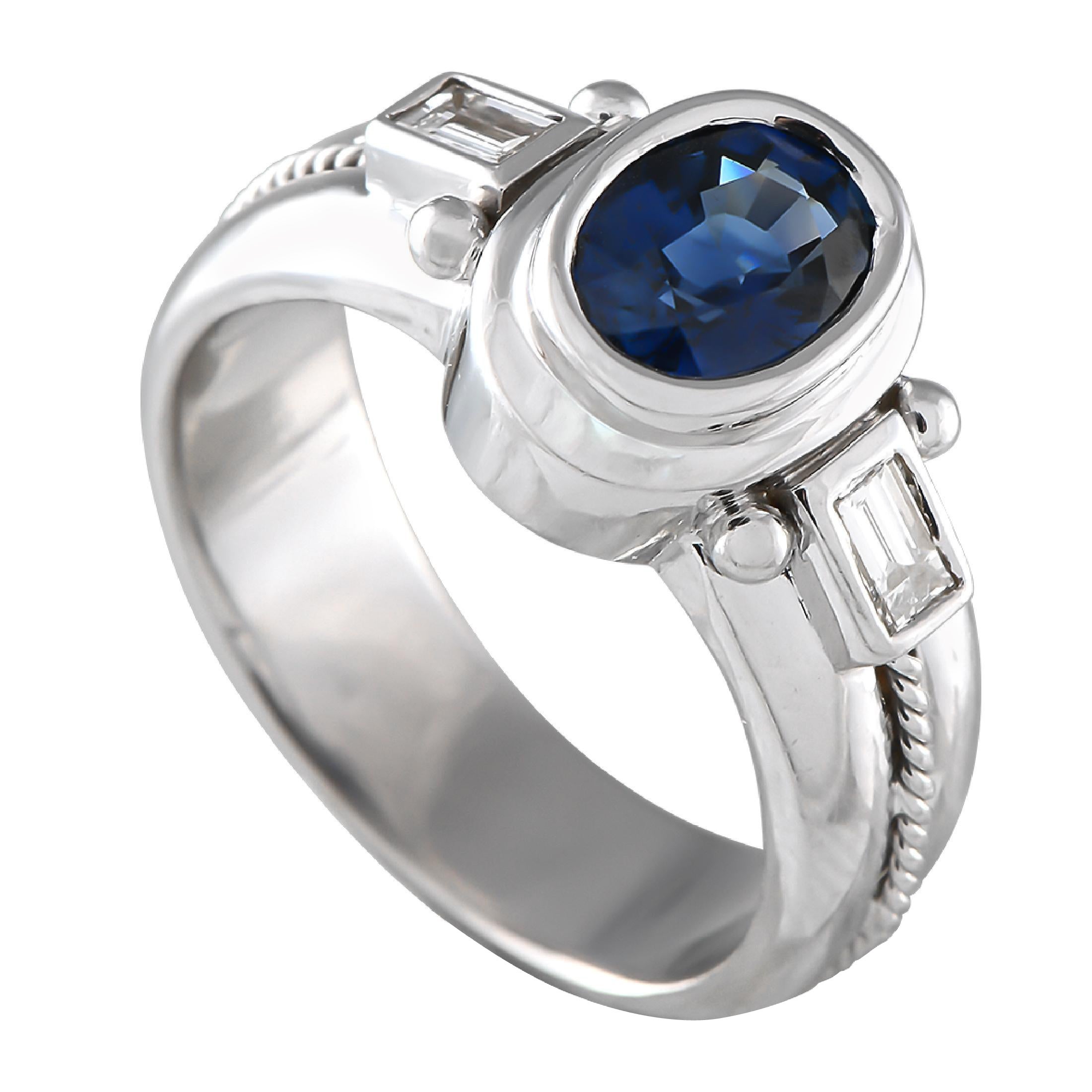 18K White Gold 0.32ct Diamond and Sapphire Ring