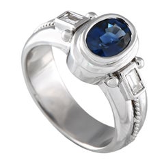 18K White Gold 0.32ct Diamond and Sapphire Ring