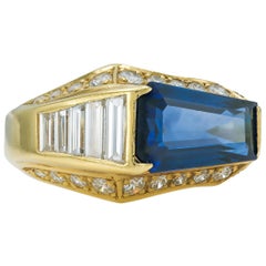 Hammerman Brothers, bague vintage des années 1970 avec saphir de 3,36 carats et diamants