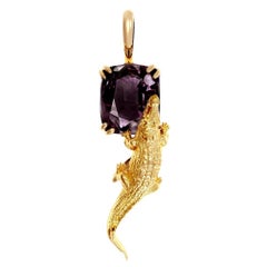 Collana con ciondolo in oro giallo con sei carati di spinello viola Perfect Storm