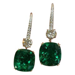 Boucles d'oreilles en émeraude de Colombie et diamant D/VS2, triplement certifiées