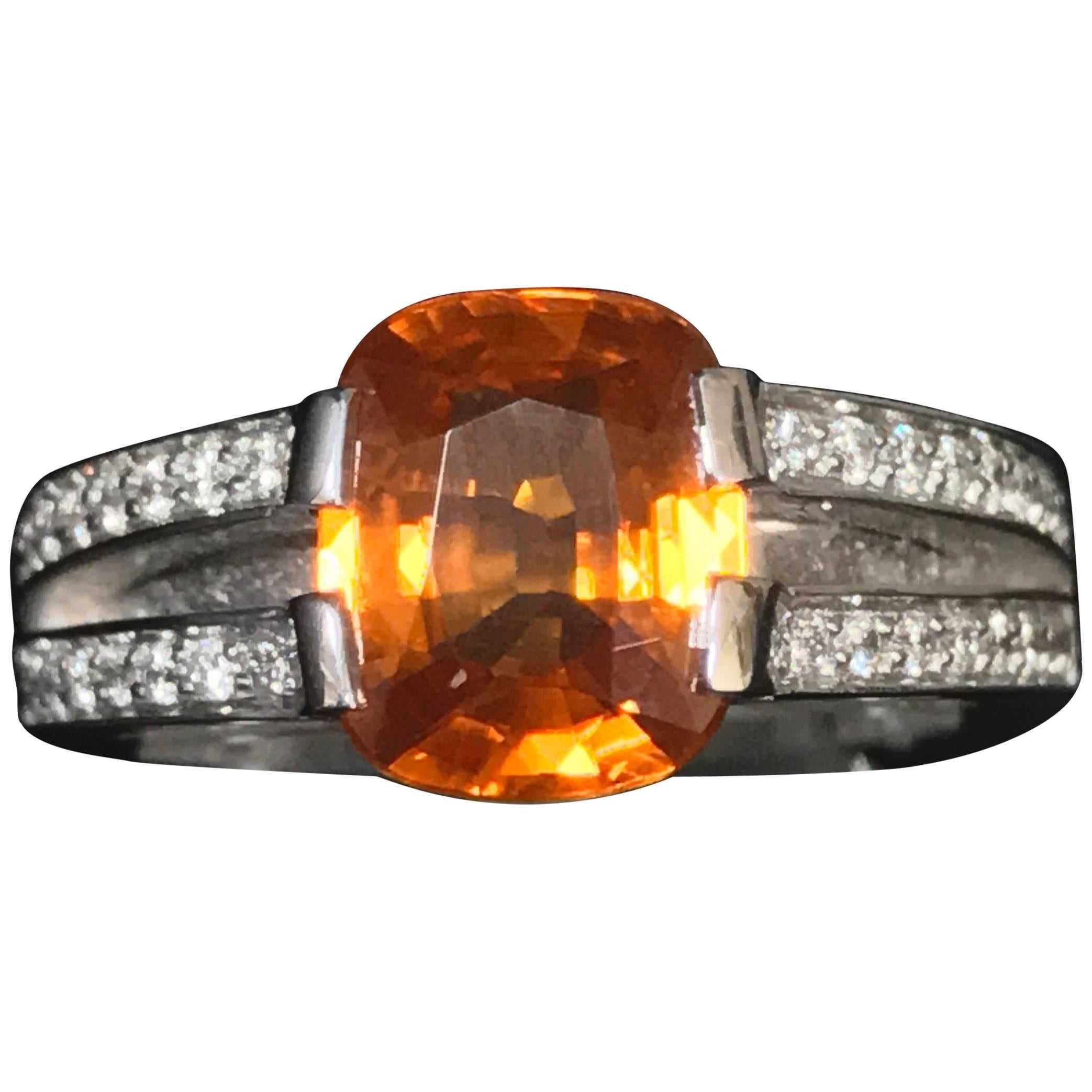 Discover this Orange Sapphire Diamonds and White Gold Ring.
White Gold 18 Carat
Diamonds 0.32 Carat
Yellow/Orange Sapphire 3.02 Carat
Very Comfortable
Made In Our Workshops
Size : 53