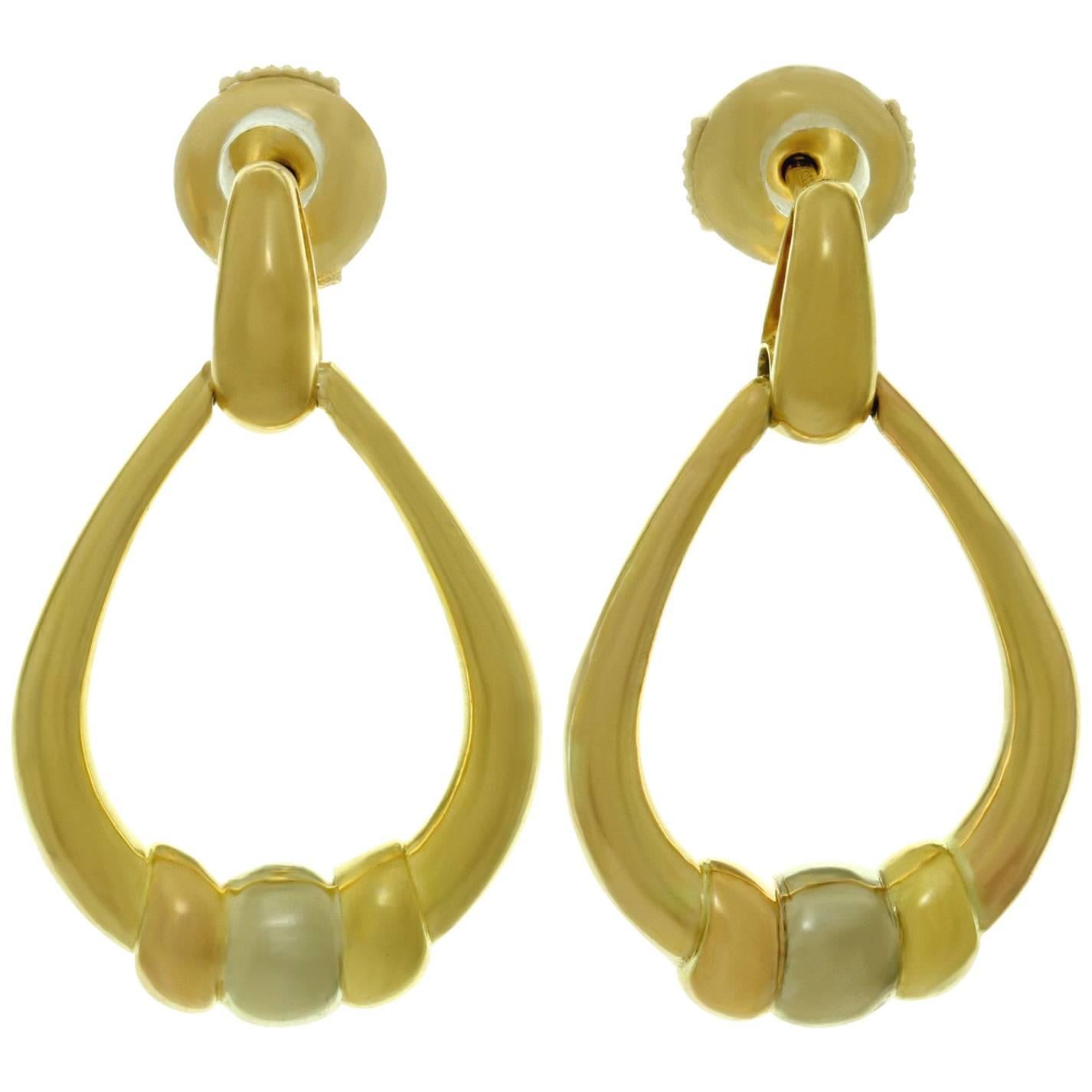 Cartier Tri-Color Gold Door-Knocker Earrings
