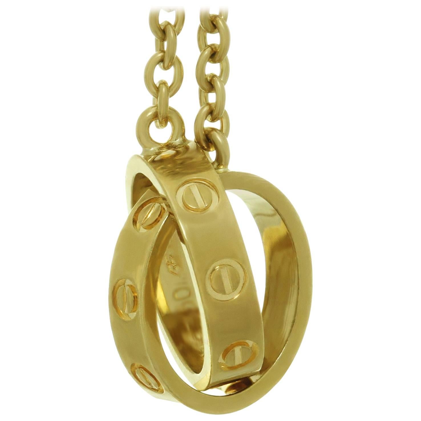 Cartier Love Yellow Gold Double Circle Pendant Necklace