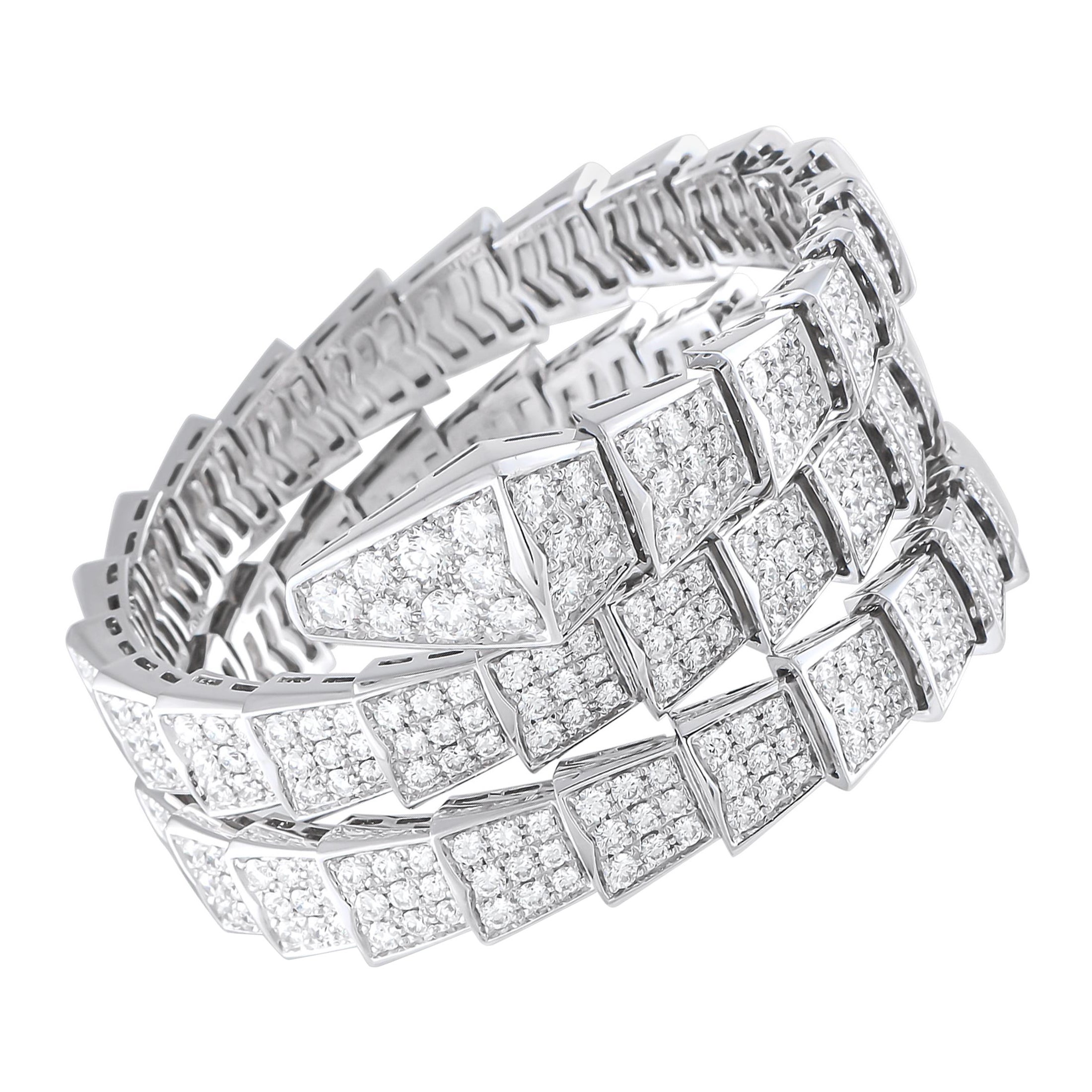 Bvlgari Serpenti Viper 18K White Gold Diamond Bracelet