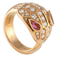 Bvlgari Serpenti 18K Rose Gold 0.70ct Diamond and Tourmaline Ring