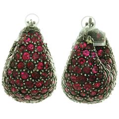 1950s Ruby Gold Earrings