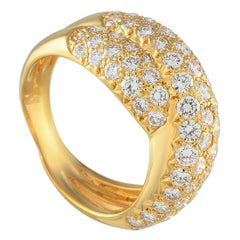 Van Cleef & Arpels 18k Yellow Gold 2.50ct Diamond Pave Crossover Ring