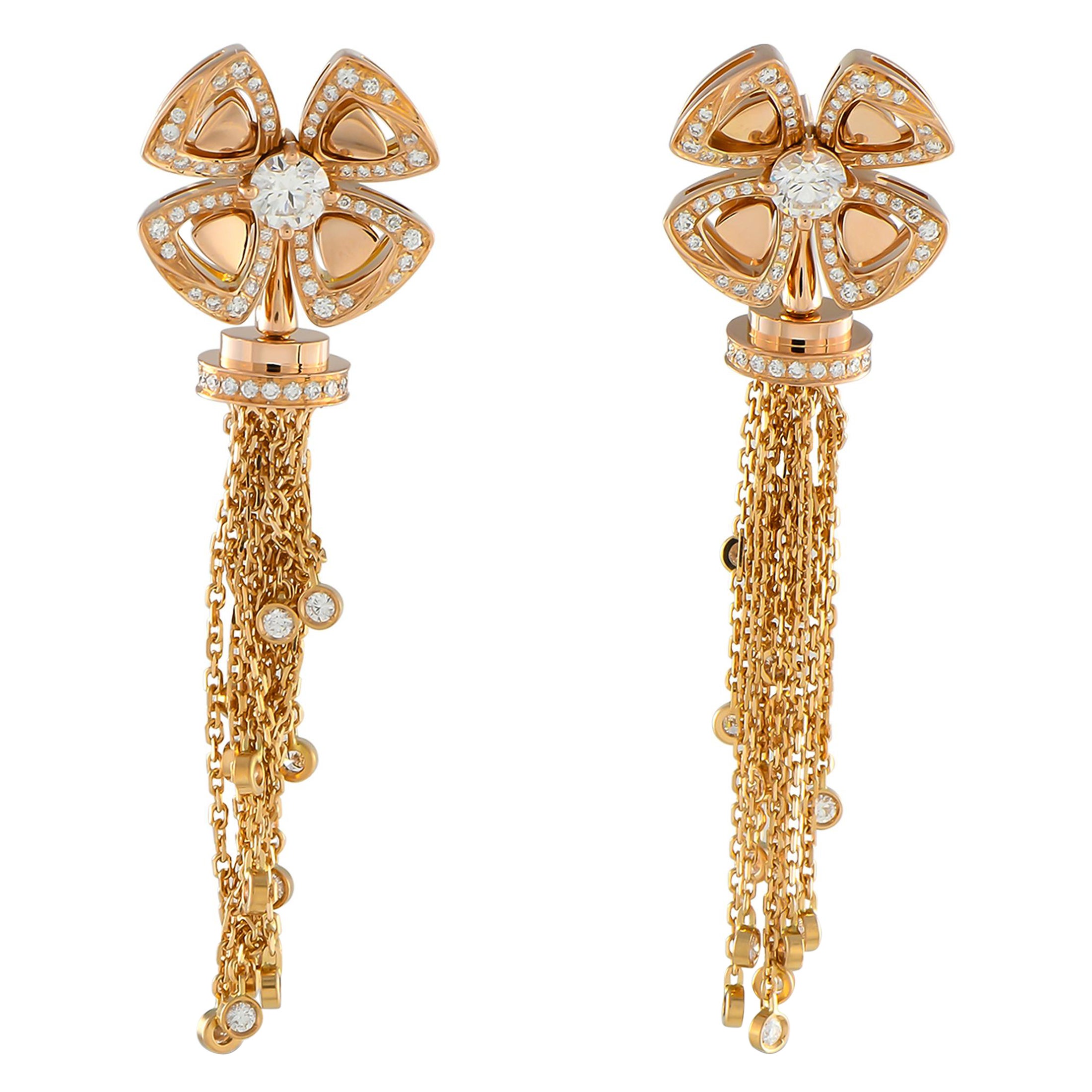 Bvlgari Fiorever 18K Rose Gold 1.25ct Diamond Earrings