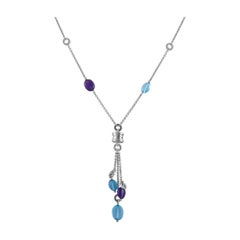Bvlgari B.zero1 18K White Gold Multicolored Gemstone Necklace