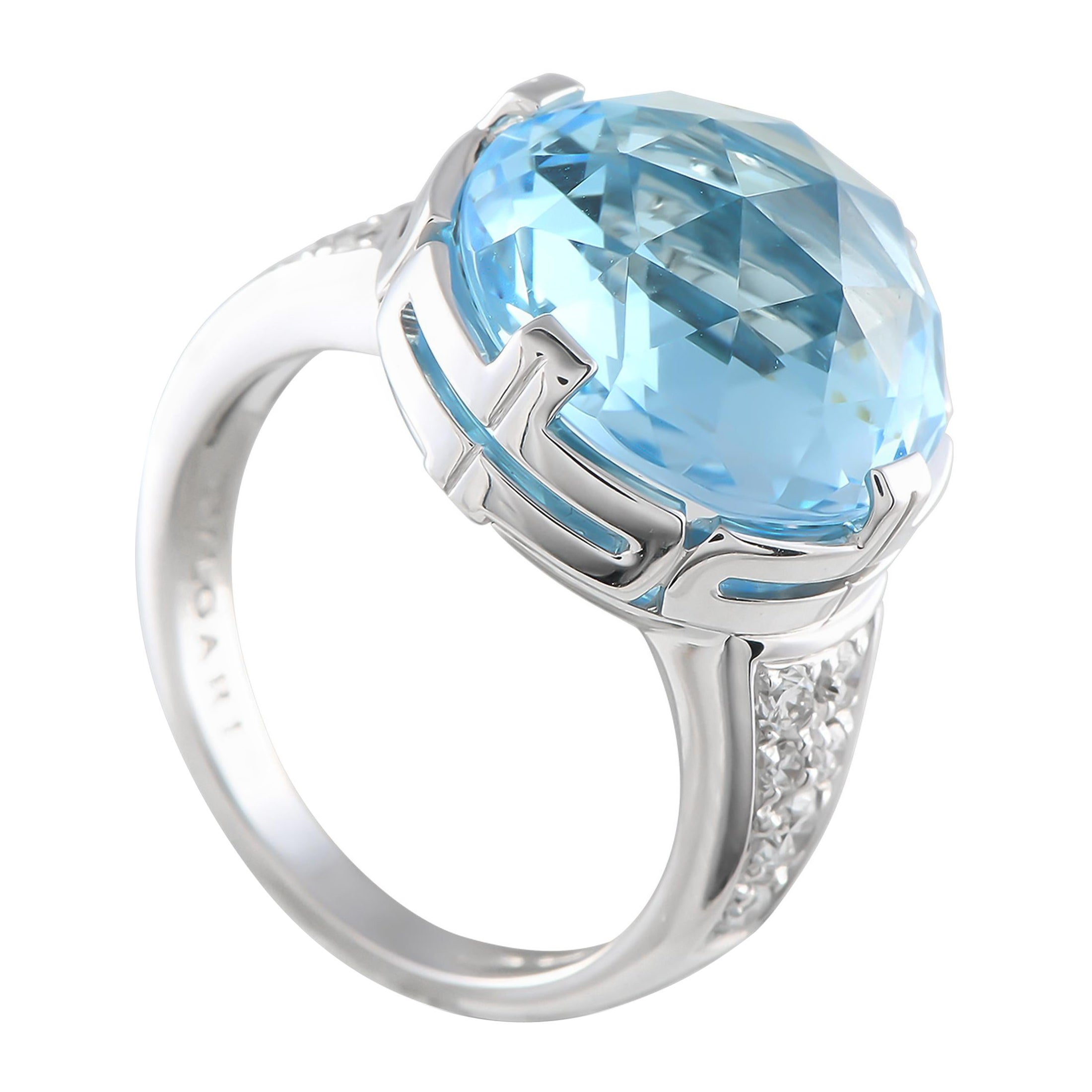 Anillo Bvlgari Parentesi de oro blanco de 18 quilates con diamantes y topacio