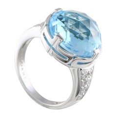 Bvlgari Parentesi 18K White Gold Diamond and Topaz Ring