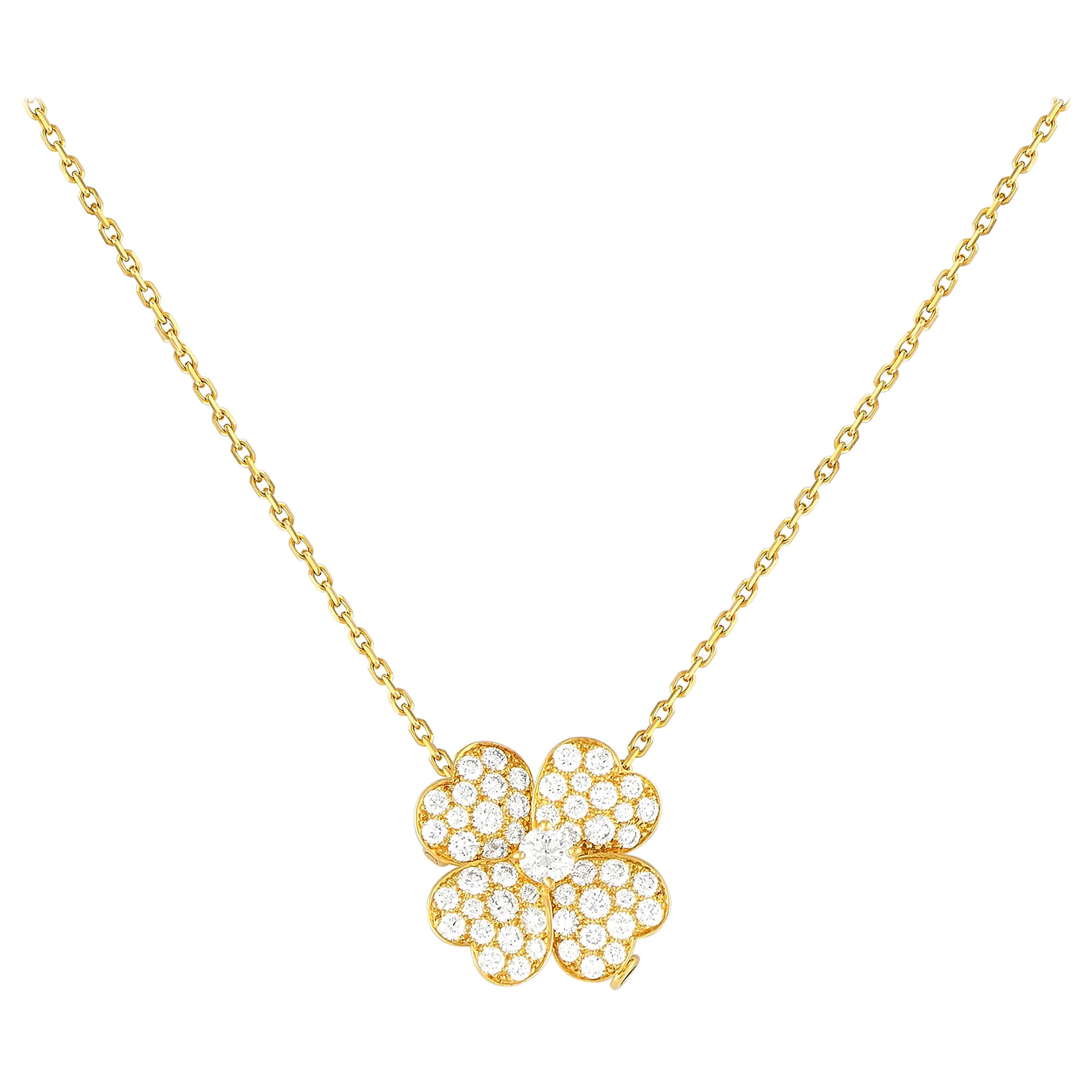 Van Cleef & Arpels Cosmo 18K Yellow Gold 1.57ct Diamond Necklace Medium Model