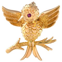 Tiffany & Co. Broche de oro amarillo de 18 quilates con forma de pájaro