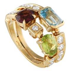 Bvlgari Allegra 18K Yellow Gold Diamond, Topaz, Peridot and Tourmaline Ring