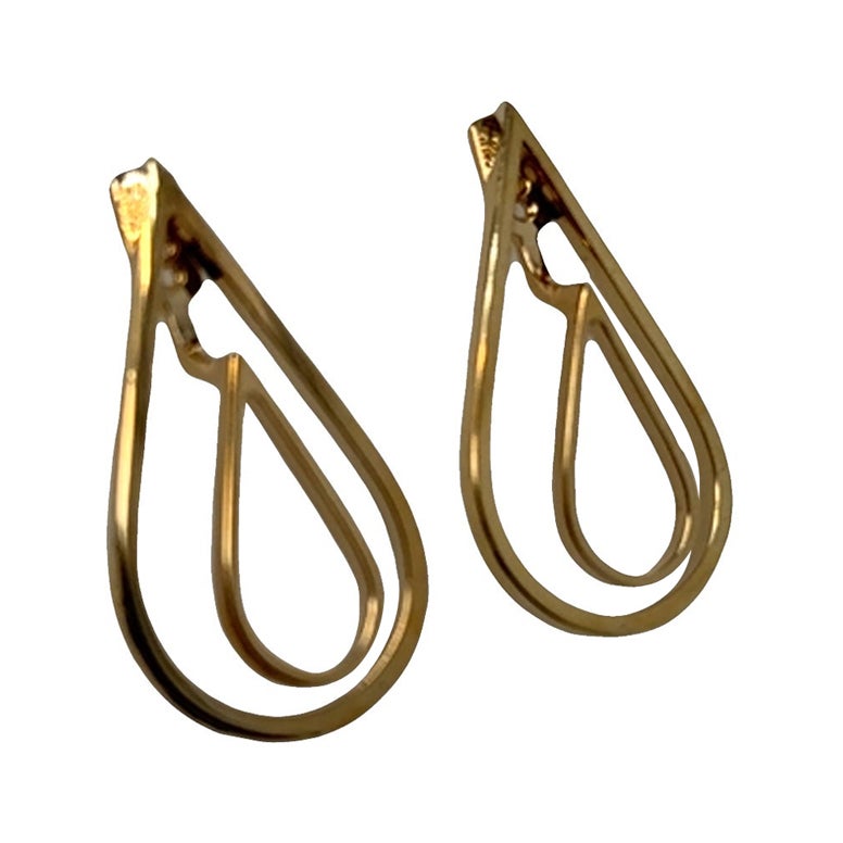 Convertible Double Teardrop Earrings – 14k Yellow Gold For Sale