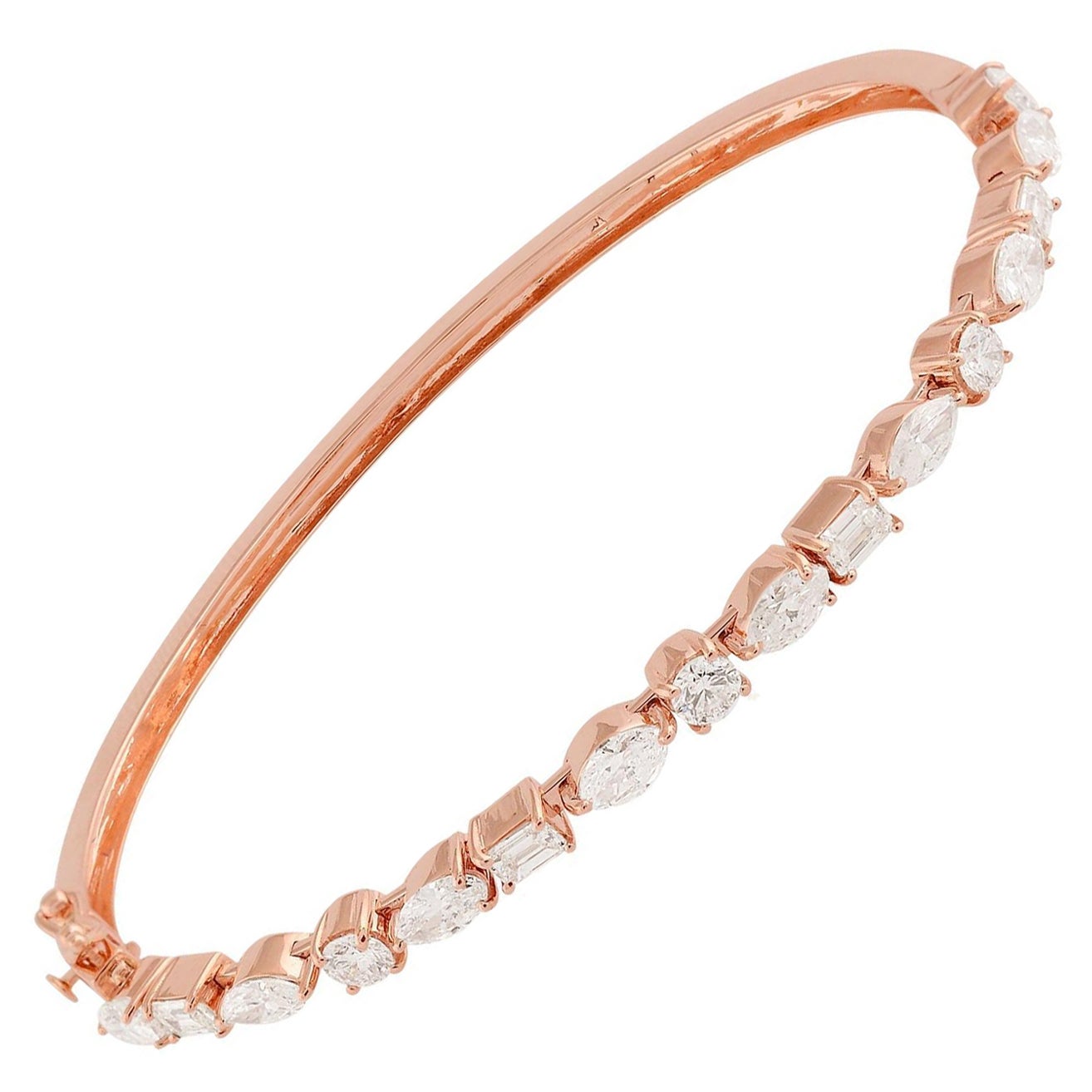 3.25 Carat SI Clarity HI Color Diamond Bangle Bracelet 14k Rose Gold Jewelry