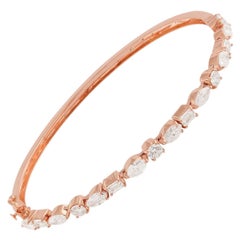 3,25 Karat SI Reinheit HI Farbe Diamant-Armreif 14k Roségold Schmuck