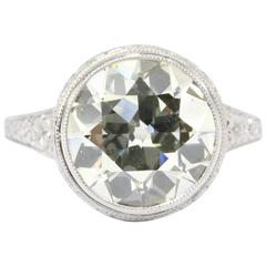 3.57 Carat Old European Diamond Platinum Engagement Ring circa 1915 5