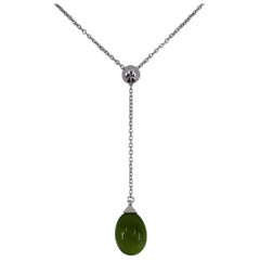 Seltenes Vintage von Tiffany & Co. Peridot 18k Weißgold Tropfen-Halskette mit tropfenförmigem Anhänger