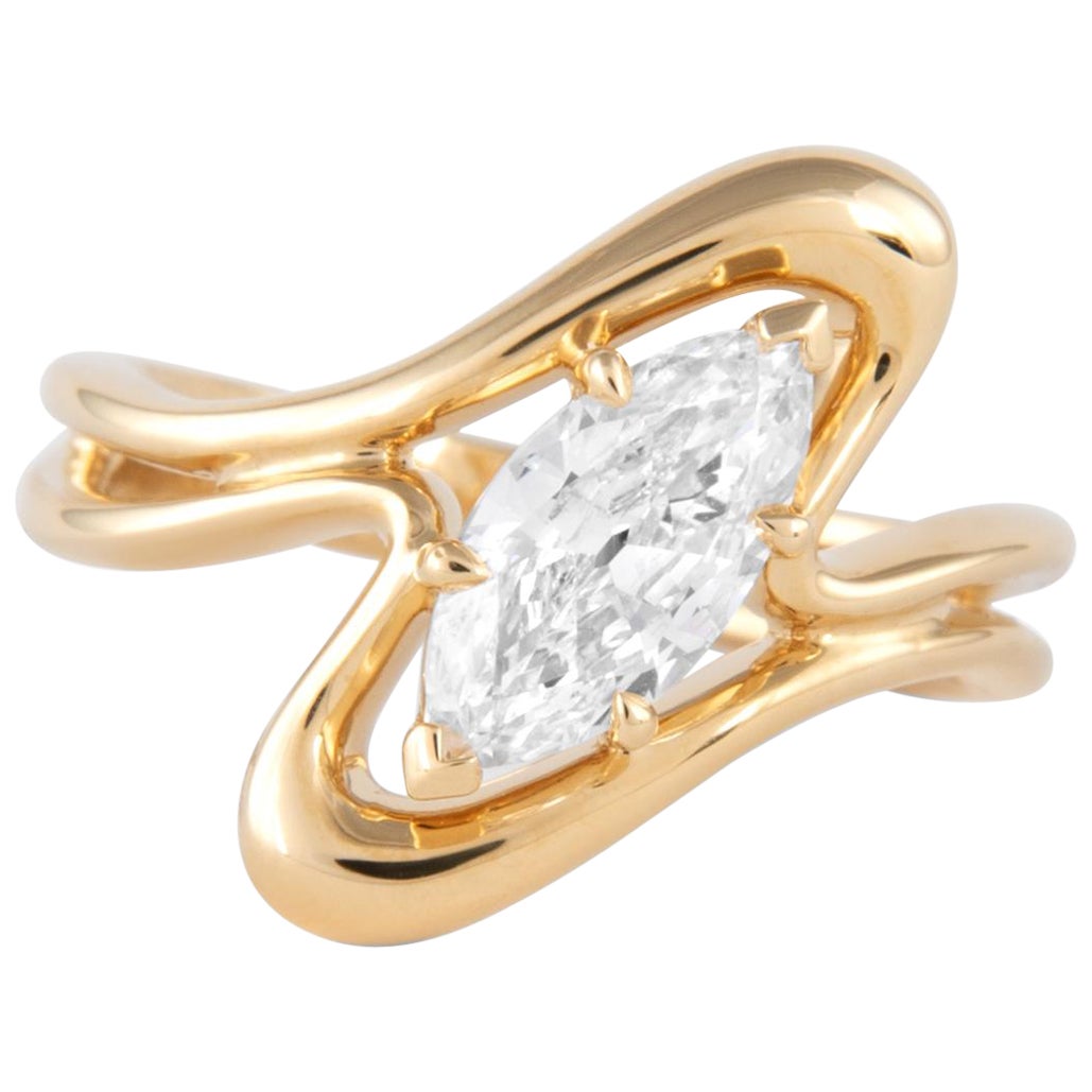 Alexander Beverly Hills 1.01ct Marquise Diamond Abstract Ring 18k Yellow Gold