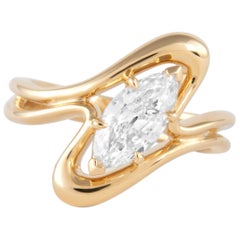 Alexander Beverly Hills 1,01 Karat Marquise Diamant Abstrakter Ring 18k Gelbgold