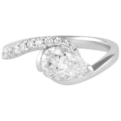 Alexander Beverly Hills 1.12ct Pear Diamond Abstract Ring 18k White Gold