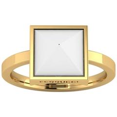Ferrucci White Agate Pyramid Yellow Gold Ring 1