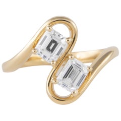 Alexander Beverly Hills GIA 1,06 diamante taglio smeraldo forma Toi Et Moi Anello 18k