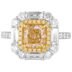 Alexander Beverly Hills Anillo de diamantes amarillos fantasía de 1,60 ct 18k Dos tonos