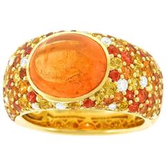 Spessartite Garnet Sapphire Diamond Gold Ring 2