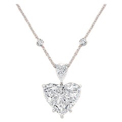 GIA Certified 5.40 Carat Heart Shape Diamond Pendant Necklace in 18K White Gold