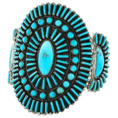 Retro Henry T. Morris Navajo Turquoise Sterling Cuff