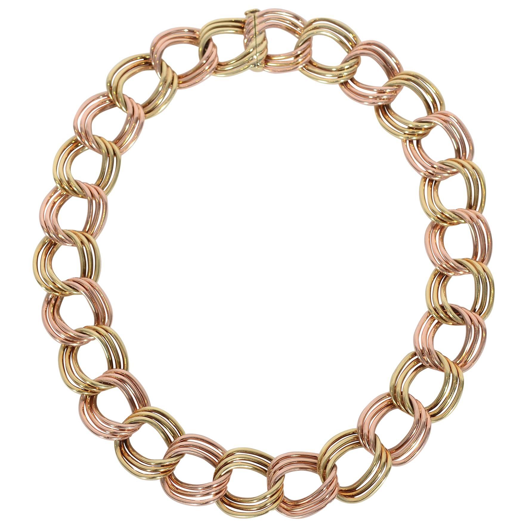 Tiffany & Co. Retro Two Color Gold Necklace