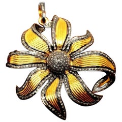 Colgante girasol de diamantes 925 Sterlling Colgante de diamantes para mujer.