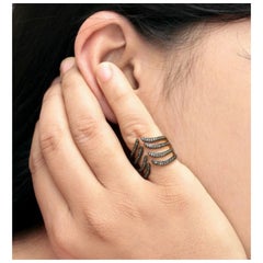 Anello da polso con pavé di diamanti in argento 925 Anello aperto per donne Regalo minimalista.