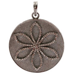Colgante Flor Diamante Pave Plata 925 Colgante Círculo Diamante Regalo de San Valentín.