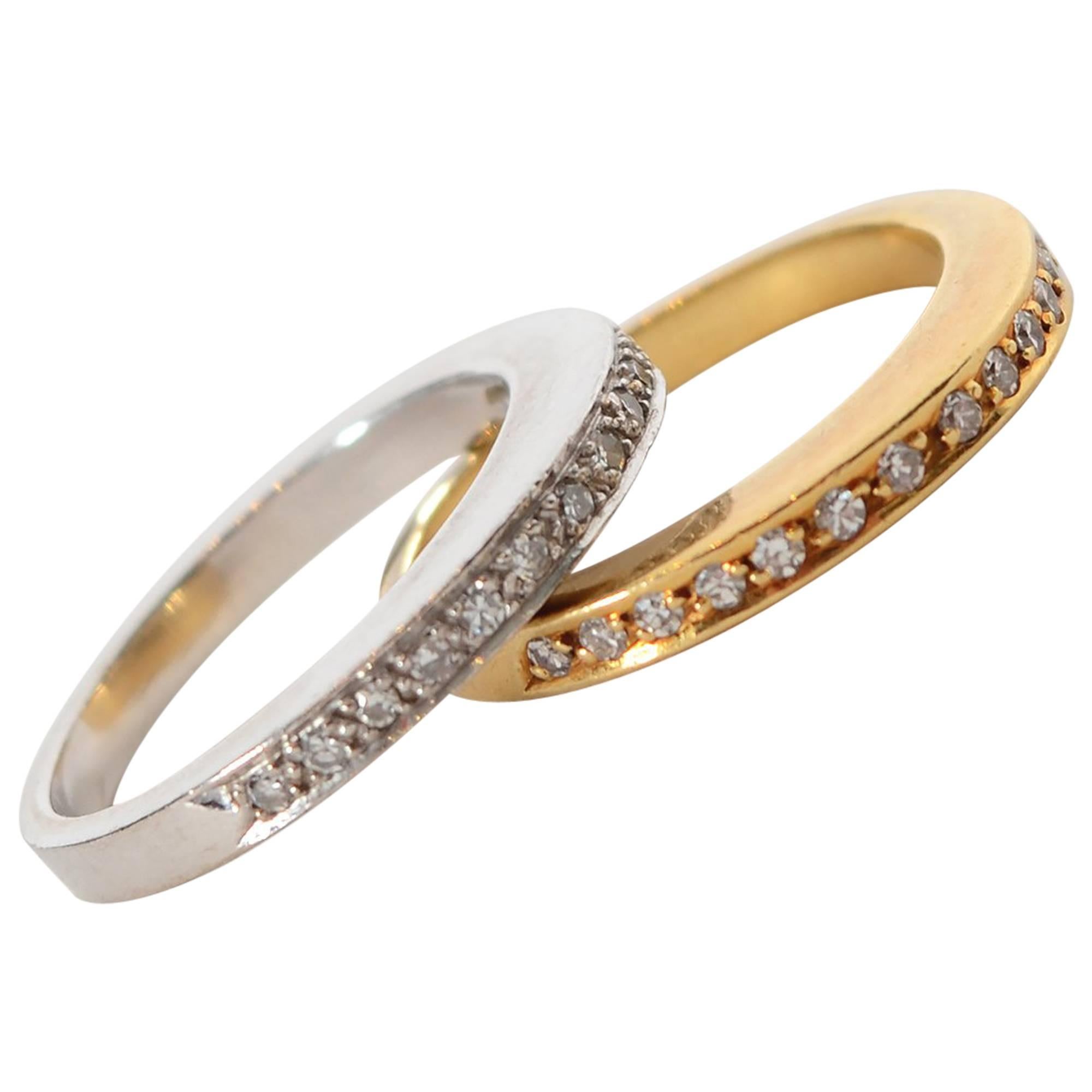 Victor M Pair of Gold Band Diamond Rings
