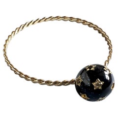 Charm Bangle Diamond Star Ball Enamel Victorian Style