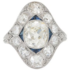 Bague de soirée Art déco des années 1920 avec diamant taille vieille mine de 2,50 carats