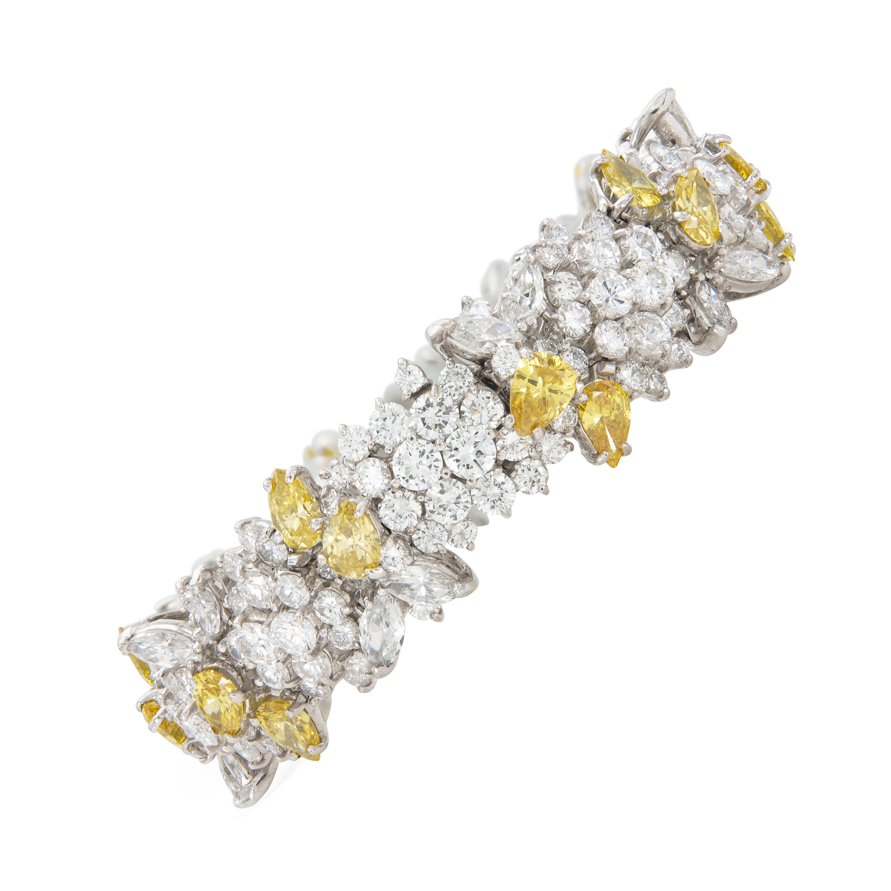 Vintage 1960s Yellow Diamonds and White Diamonds Bracelet