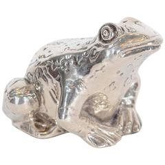 Vintage Silver Frog Table Ornament